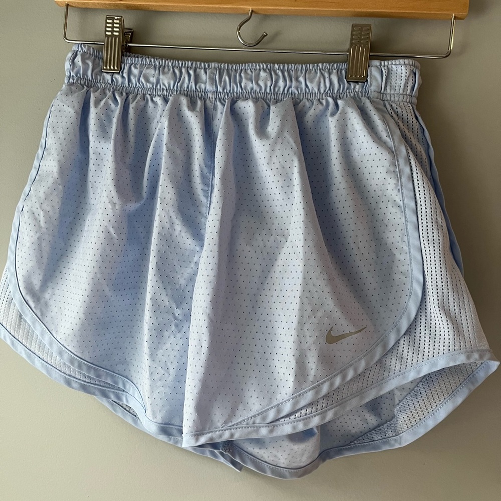 Nike dri-fit shorts with liner light blue size small